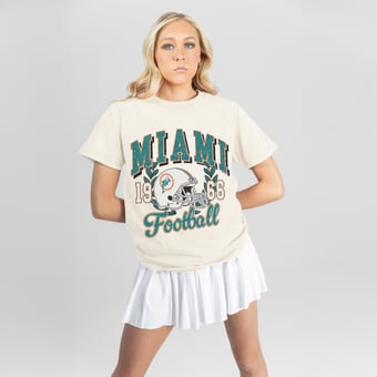 Women's Gameday Couture Natural Miami Dolphins Raised on Victory T-Shirt