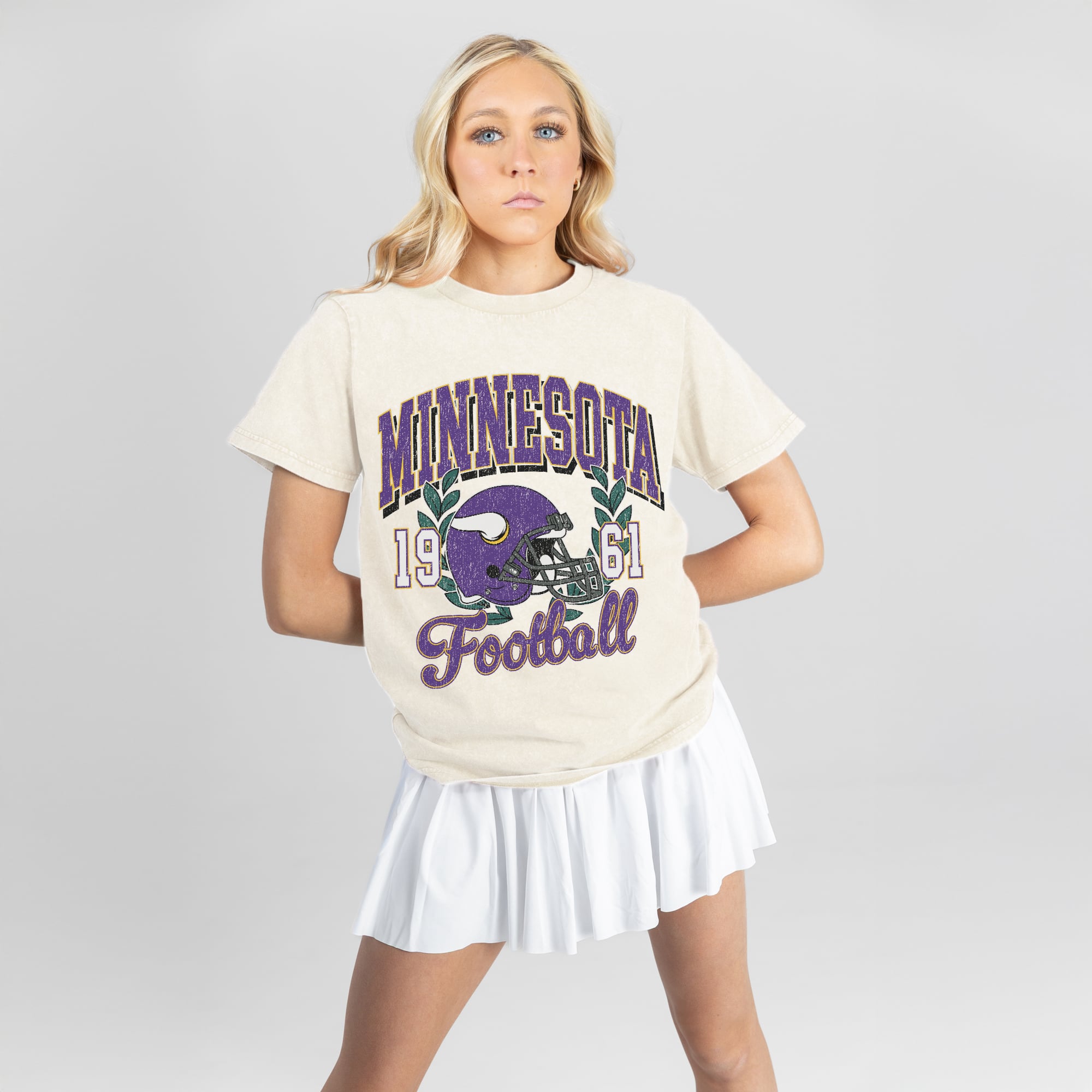 Women's Gameday Couture Natural Minnesota Vikings Raised on Victory T-Shirt