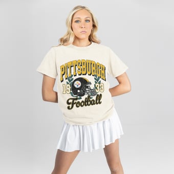 Women's Gameday Couture Natural Pittsburgh Steelers Raised on Victory T-Shirt