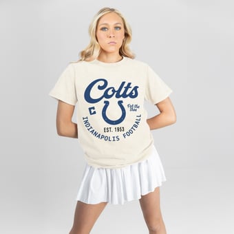 Women's Gameday Couture Natural Indianapolis Colts You Know Our Name T-Shirt
