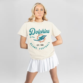 Women's Gameday Couture Natural Miami Dolphins You Know Our Name T-Shirt