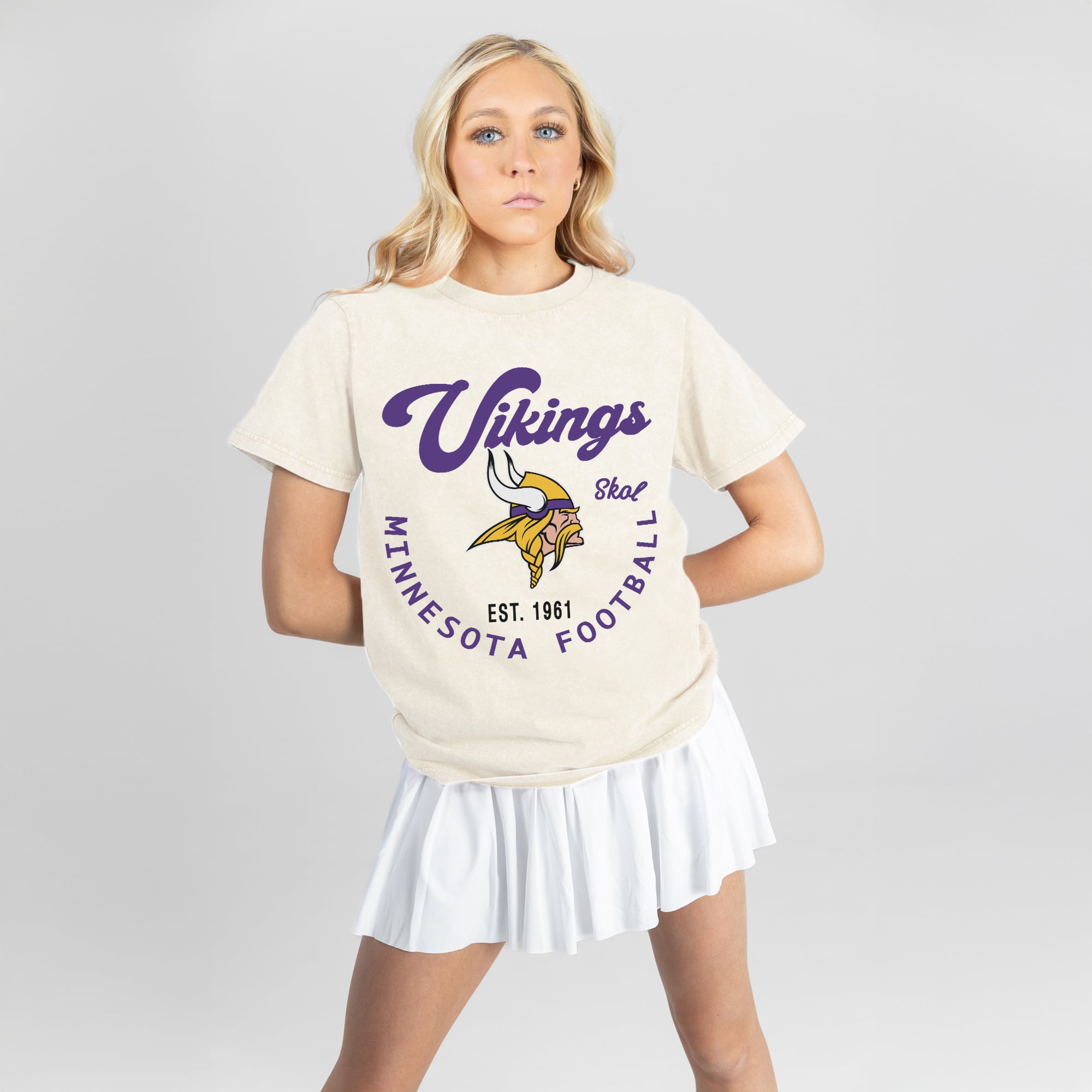 Women's Gameday Couture Natural Minnesota Vikings You Know Our Name T-Shirt