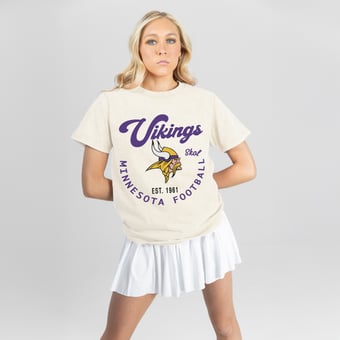 Women's Gameday Couture Natural Minnesota Vikings You Know Our Name T-Shirt