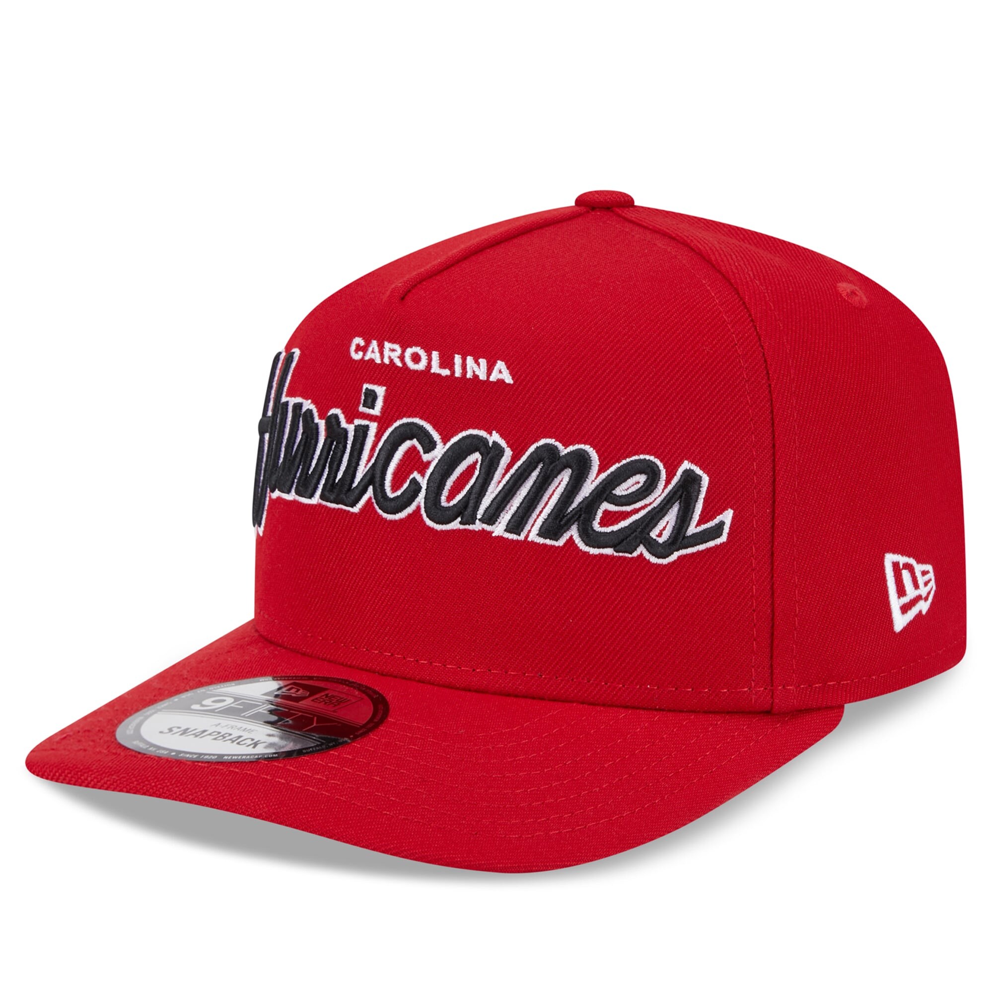Men's New Era Red Carolina Hurricanes Script 9FIFTY A-Frame Snapback Hat