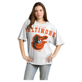 Women's Fanatics  White Baltimore Orioles Relaxed Big Text T-Shirt