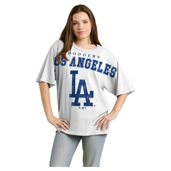 Women's Fanatics  White Los Angeles Dodgers Relaxed Big Text T-Shirt