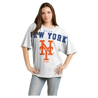 Women's Fanatics  White New York Mets Relaxed Big Text T-Shirt