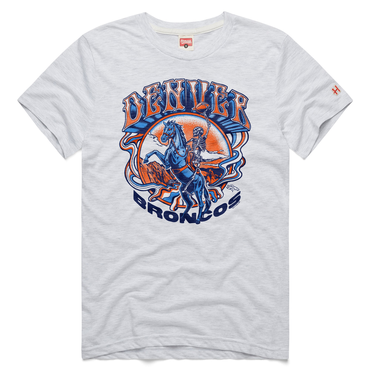 Men's Homage  Ash Denver Broncos NFL x Grateful Dead Tri-Blend T-Shirt