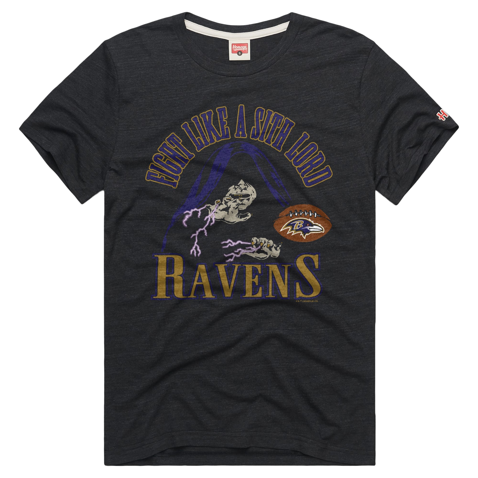 Unisex Homage Charcoal Baltimore Ravens Star Wars x NFL Tri-Blend T-Shirt