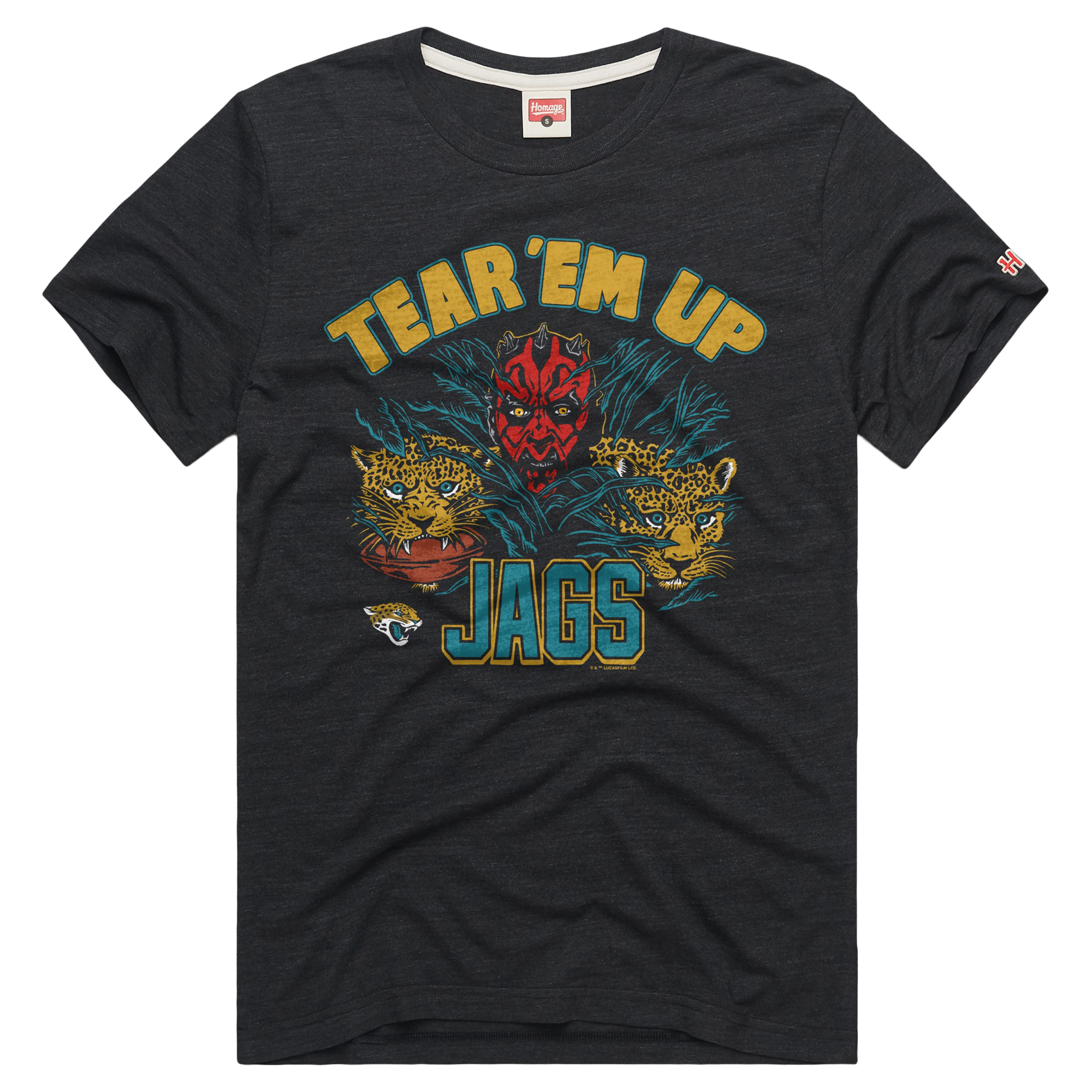Homage Men's and Women's Charcoal Jacksonville Jaguars Star Wars x Nfl Tri-Blend T-Shirt - Charcoal
