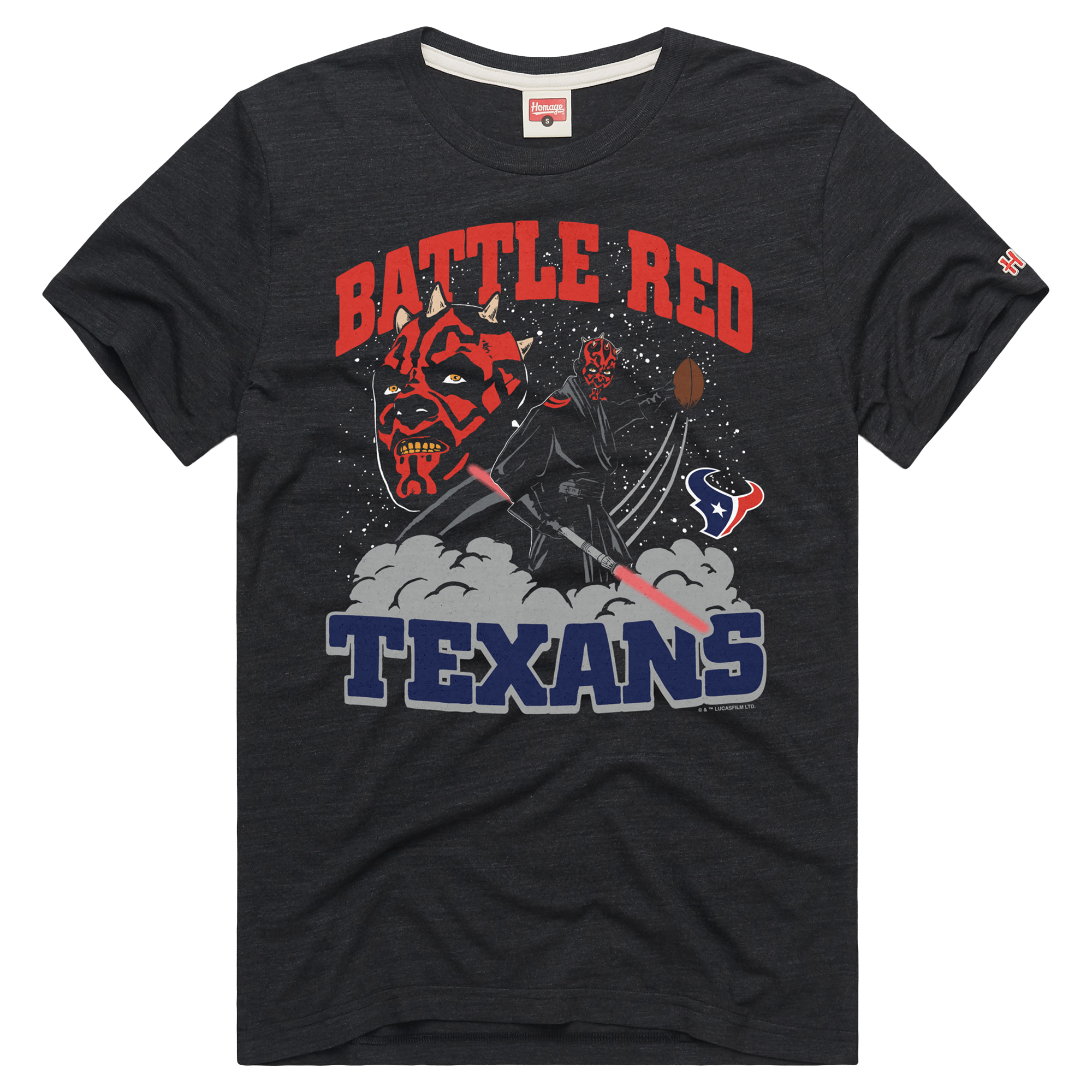 Unisex Homage Charcoal Houston Texans Star Wars x NFL Tri-Blend T-Shirt