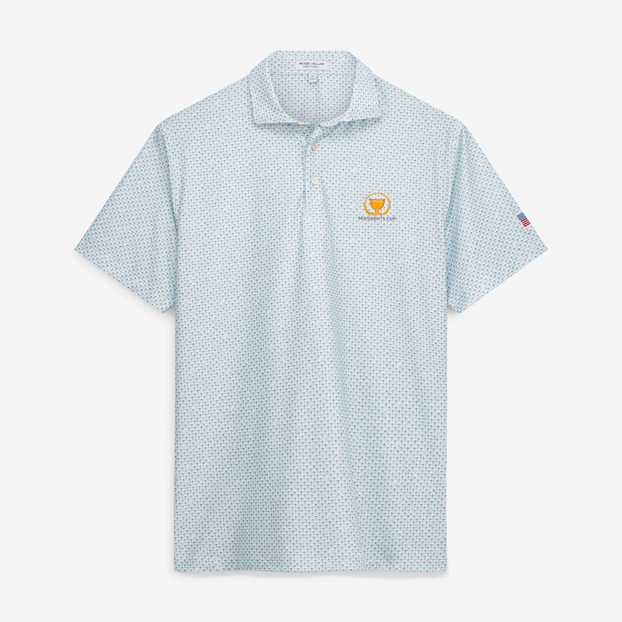 Men's Peter Millar  White Presidents Cup Team USA Flock Performance Jersey Polo