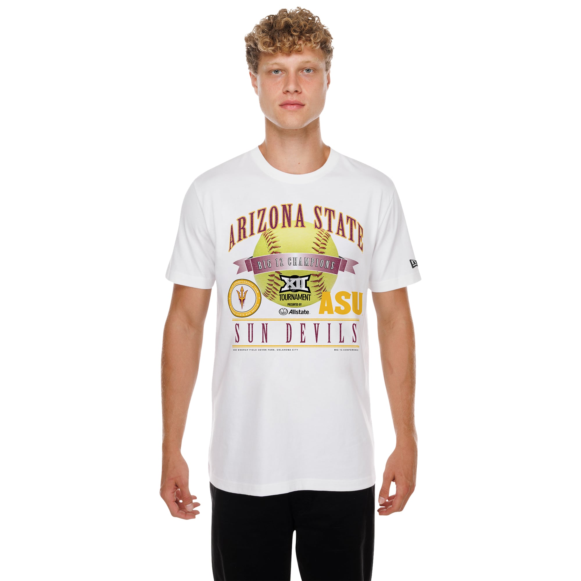 Men's New Era  White Arizona State Sun Devils 2026 Big 12 Softball Tournament Champions Locker Room T-Shirt