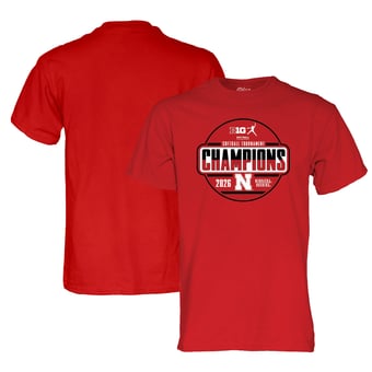 Unisex Blue 84  Scarlet Nebraska Huskers 2026 Big Ten Softball Tournament Champions Locker Room T-Shirt