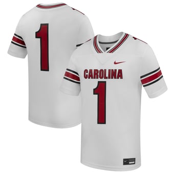 Men's Nike #1 White South Carolina Gamecocks Road Replica Football Jersey