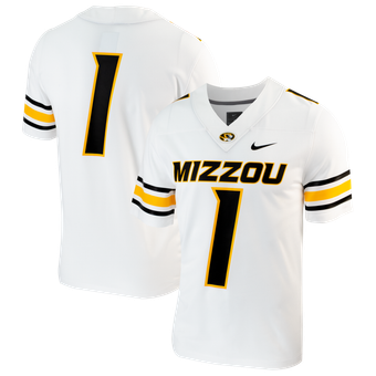 Men's Nike #1 White Missouri Tigers Replica Football Jersey