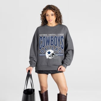 Women's Gameday Couture Charcoal Dallas Cowboys Kickoff Classic Oversized Premium Drop Shoulder Sweatshirt