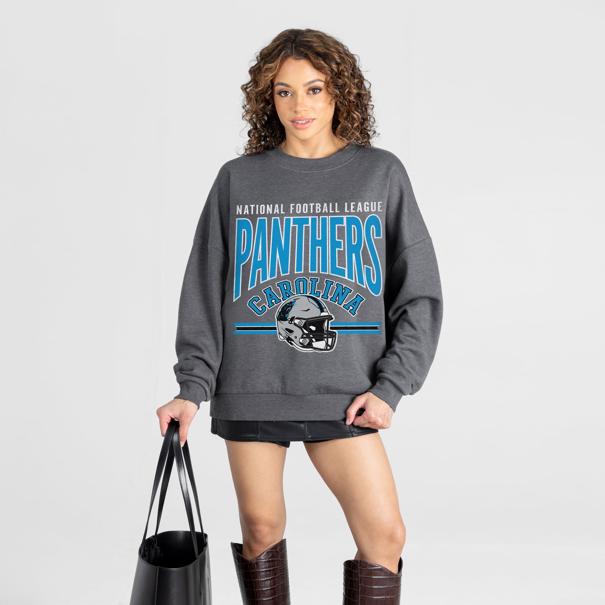 Women’s Gameday Couture Charcoal Carolina Panthers Kickoff Classic Oversized Premium Drop Shoulder Sweatshirt Women’s Gameday Couture Charcoal Carolina Panthers Kickoff Classic Oversized Premium Drop Shoulder Sweatshirt