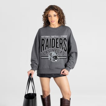Women's Gameday Couture Charcoal Las Vegas Raiders Kickoff Classic Oversized Premium Drop Shoulder Sweatshirt