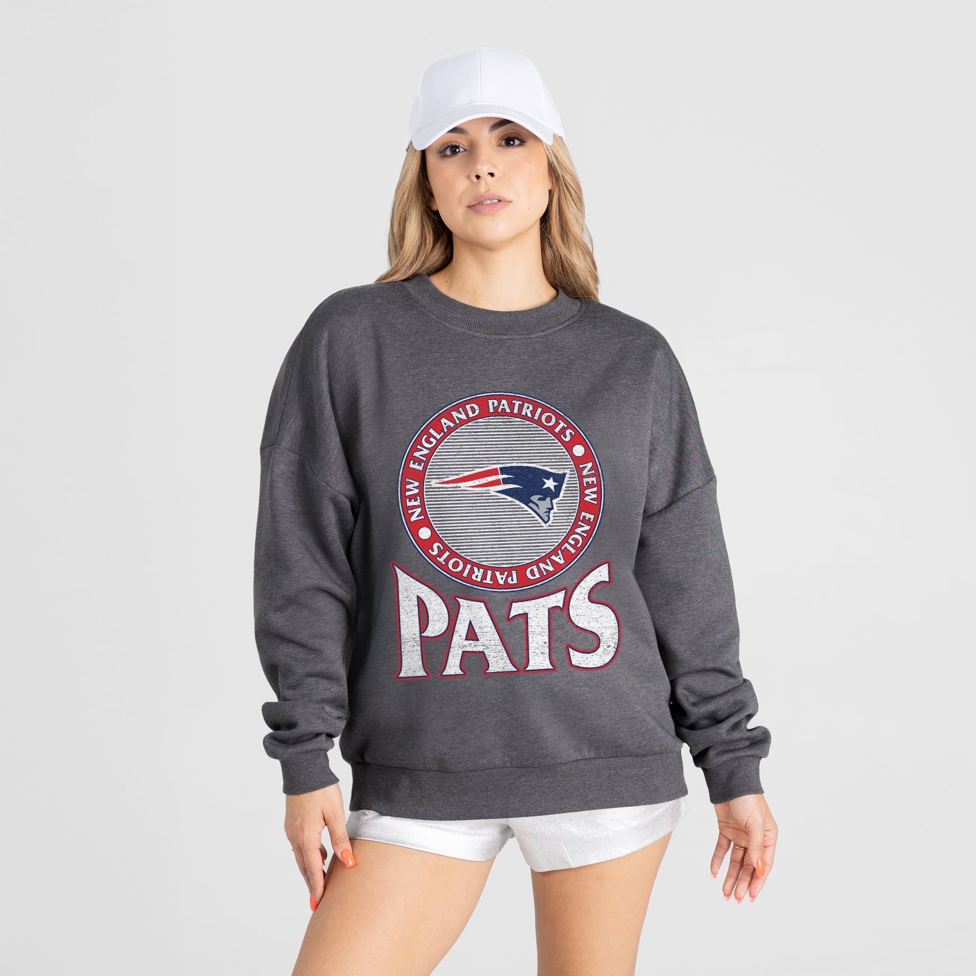 Women’s Gameday Couture Charcoal New England Patriots Saturday Seal Oversized Premium Drop Shoulder Sweatshirt Women’s Gameday Couture Charcoal New England Patriots Saturday Seal Oversized Premium Drop Shoulder Sweatshirt