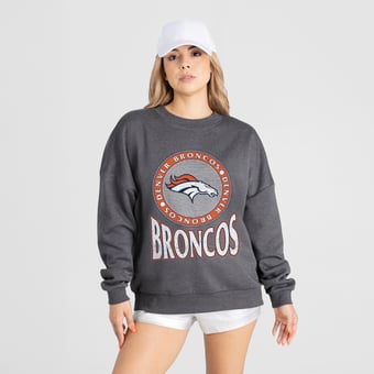Women's Gameday Couture Charcoal Denver Broncos Saturday Seal Oversized Premium Drop Shoulder Sweatshirt