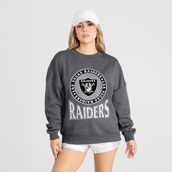 Women's Gameday Couture Charcoal Las Vegas Raiders Saturday Seal Oversized Premium Drop Shoulder Sweatshirt