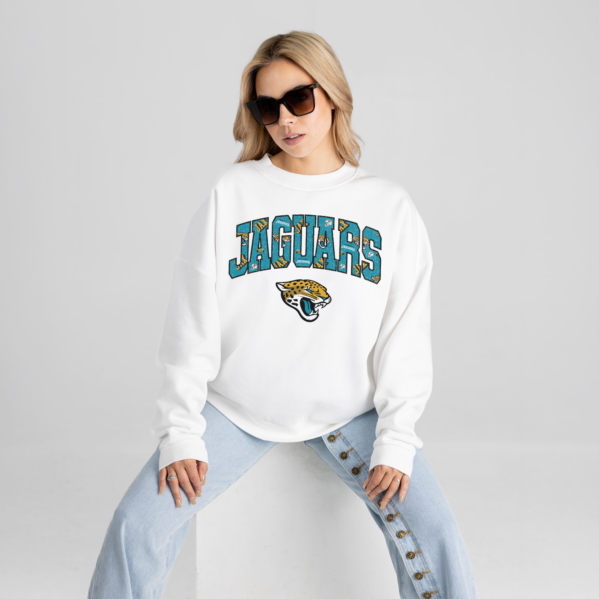 Gameday Couture Women's White Jacksonville Jaguars Sweet Play Oversized Premium Drop Shoulder Sweatshirt - White