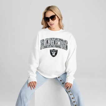 Women's Gameday Couture White Las Vegas Raiders Sweet Play Oversized Premium Drop Shoulder Sweatshirt