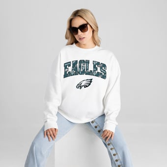 Women's Gameday Couture White Philadelphia Eagles Sweet Play Oversized Premium Drop Shoulder Sweatshirt