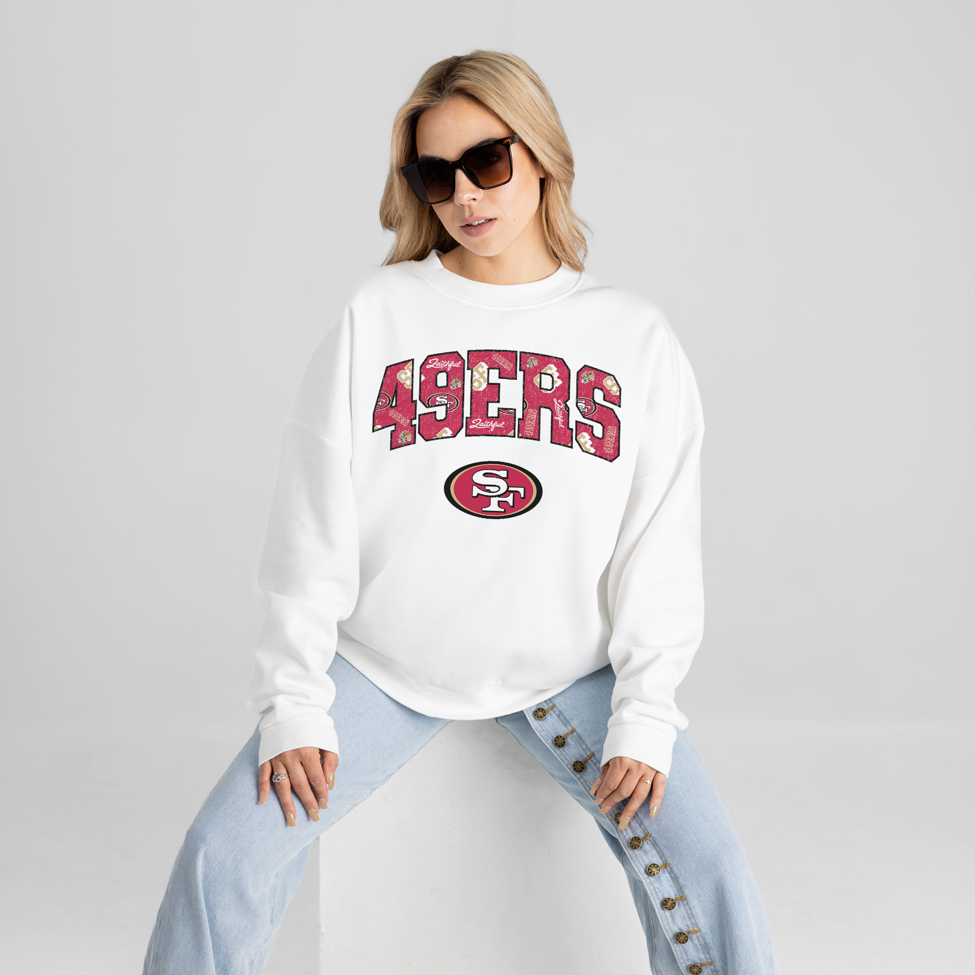 Gameday Couture Women's White San Francisco 49ers Sweet Play Oversized Premium Drop Shoulder Sweatshirt - White