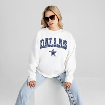 Women's Gameday Couture White Dallas Cowboys Sweet Play Oversized Premium Drop Shoulder Sweatshirt