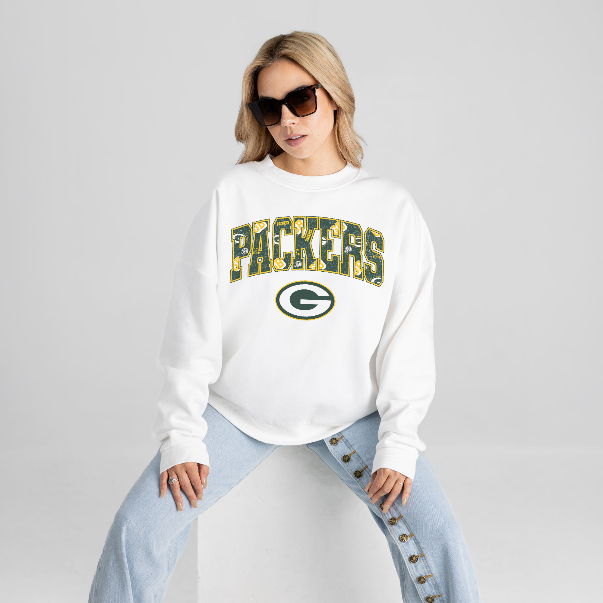 Gameday Couture Women's White Green Bay Packers Sweet Play Oversized Premium Drop Shoulder Sweatshirt - White