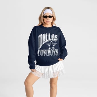 Women's Gameday Couture Navy Dallas Cowboys Main Character Oversized Premium Drop Shoulder Sweatshirt