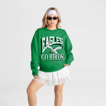 Women's Gameday Couture Kelly Green Philadelphia Eagles Main Character Oversized Premium Drop Shoulder Sweatshirt