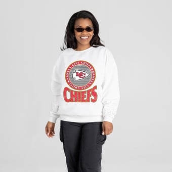 Women's Gameday Couture White Kansas City Chiefs Endzone Oversized Premium Drop Shoulder Sweatshirt