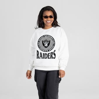 Women's Gameday Couture White Las Vegas Raiders Endzone Oversized Premium Drop Shoulder Sweatshirt