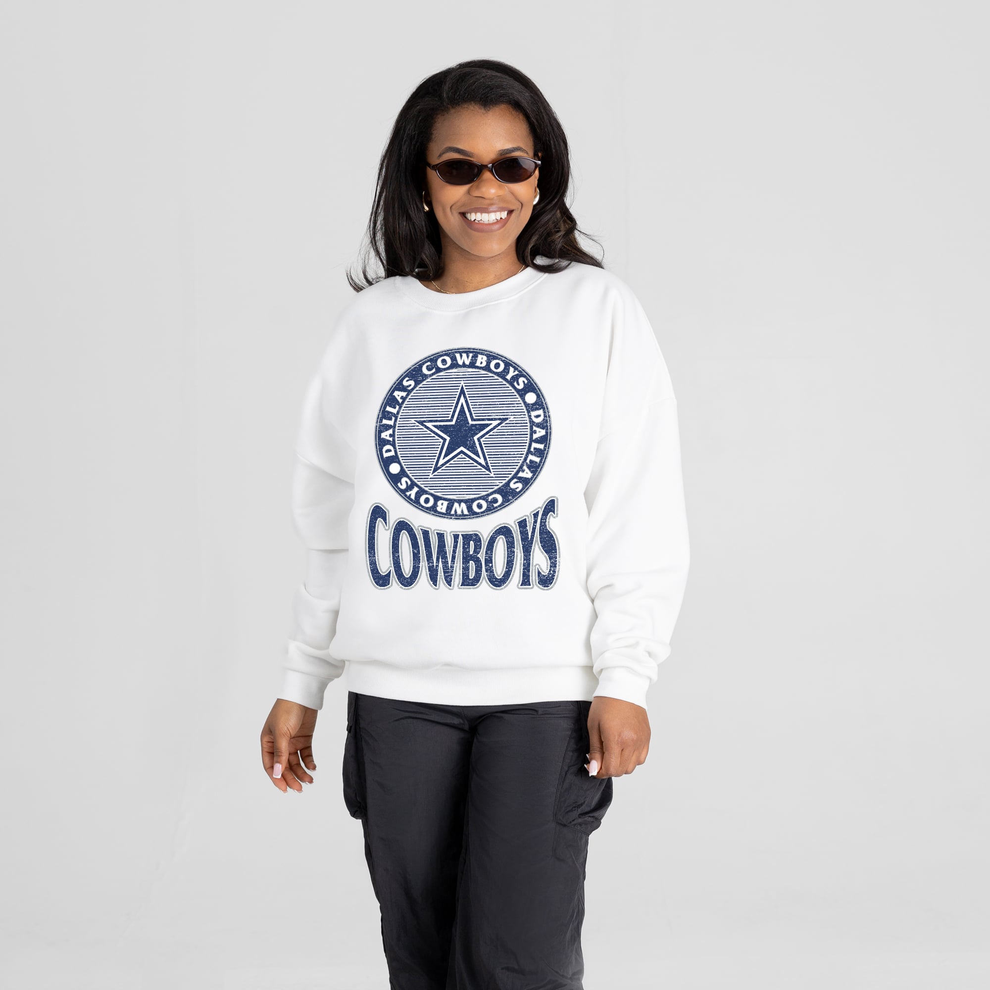 Women’s Gameday Couture White Dallas Cowboys Endzone Oversized Premium Drop Shoulder Sweatshirt