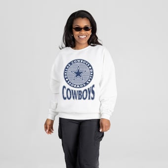 Women's Gameday Couture White Dallas Cowboys Endzone Oversized Premium Drop Shoulder Sweatshirt