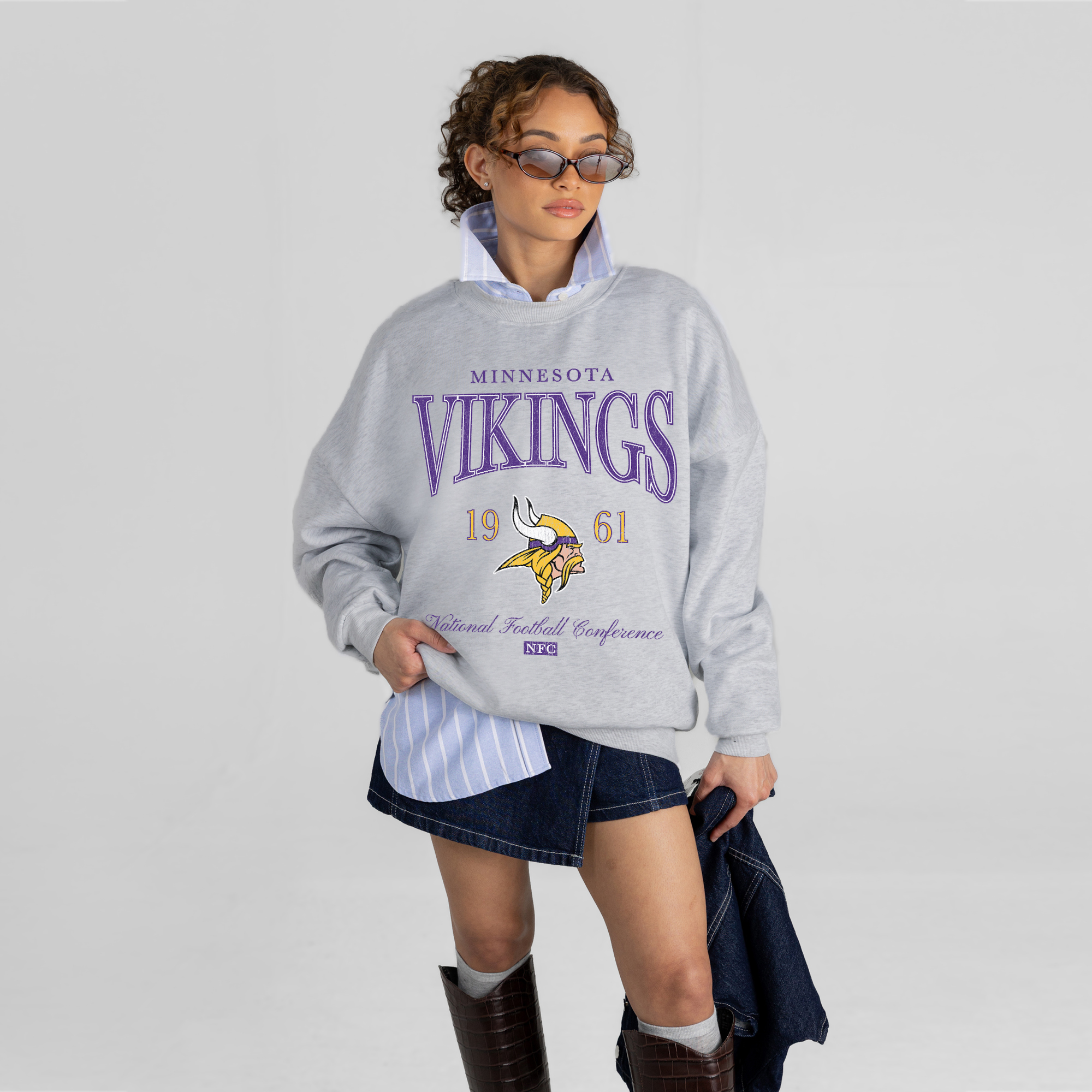 Gameday Couture Women's Ash Minnesota Vikings Instant Classic Oversized Premium Drop Shoulder Sweatshirt - Ash