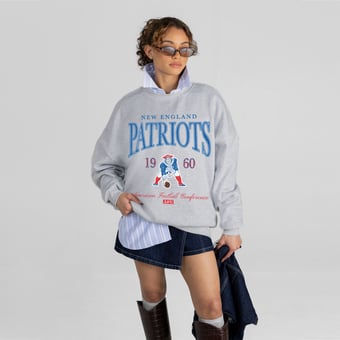 Women's Gameday Couture Ash New England Patriots Instant Classic Oversized Premium Drop Shoulder Sweatshirt