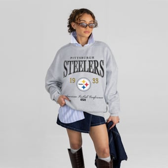 Women's Gameday Couture Ash Pittsburgh Steelers Instant Classic Oversized Premium Drop Shoulder Sweatshirt