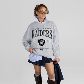 Women's Gameday Couture Ash Las Vegas Raiders Instant Classic Oversized Premium Drop Shoulder Sweatshirt