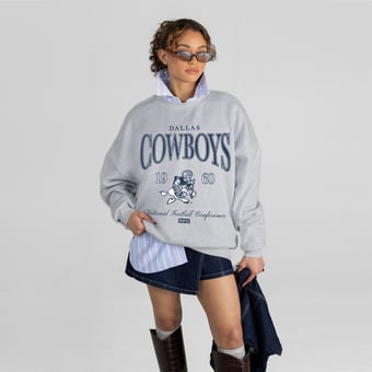 Women's Gameday Couture Ash Dallas Cowboys Instant Classic Oversized Premium Drop Shoulder Sweatshirt