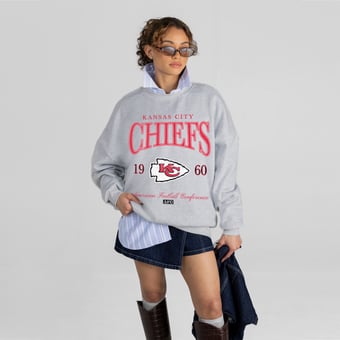 Women's Gameday Couture Ash Kansas City Chiefs Instant Classic Oversized Premium Drop Shoulder Sweatshirt