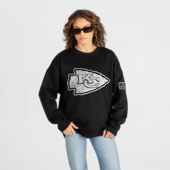 Women's Gameday Couture Black Kansas City Chiefs Bold Move Black Label Premium Drop Shoulder Sweatshirt