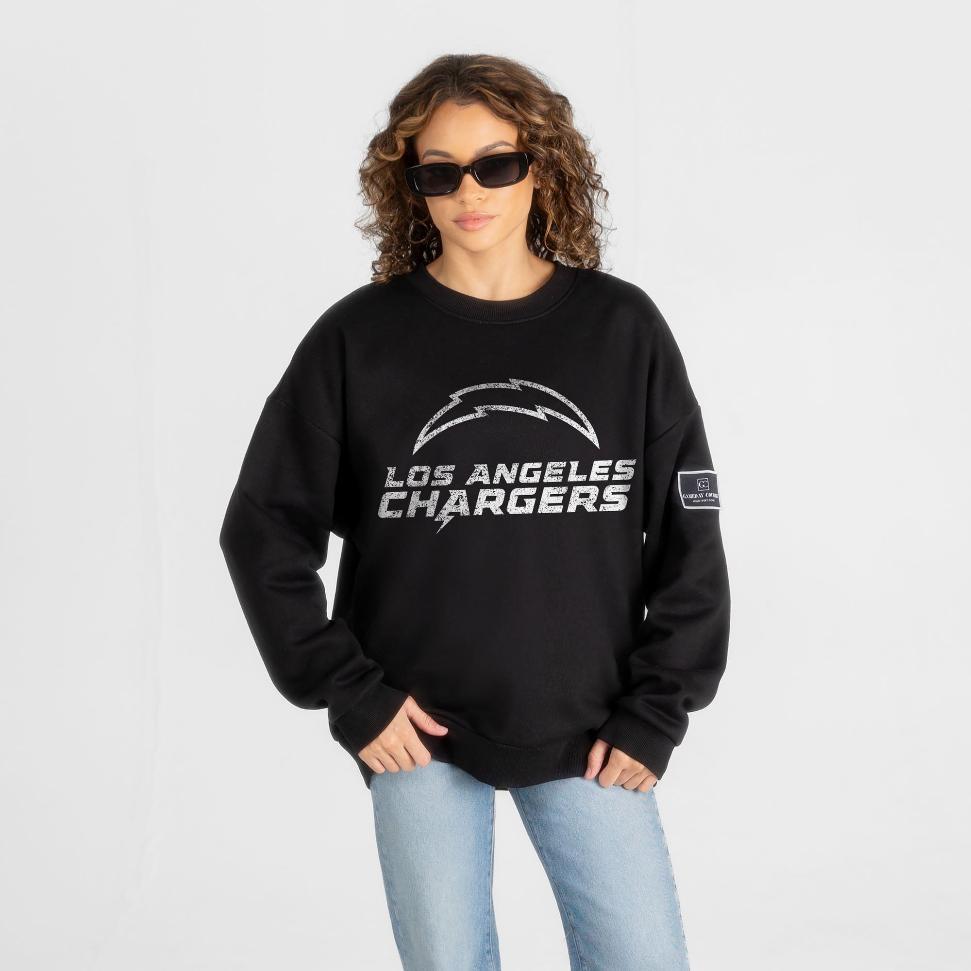 Women’s Gameday Couture Black Los Angeles Chargers Bold Move Black Label Premium Drop Shoulder Sweatshirt Women’s Gameday Couture Black Los Angeles Chargers Bold Move Black Label Premium Drop Shoulder Sweatshirt
