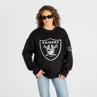 Women's Gameday Couture Black Las Vegas Raiders Bold Move Black Label Premium Drop Shoulder Sweatshirt