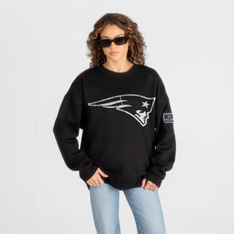Women's Gameday Couture Black New England Patriots Bold Move Black Label Premium Drop Shoulder Sweatshirt