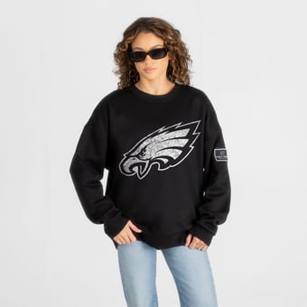 Women's Gameday Couture Black Philadelphia Eagles Bold Move Black Label Premium Drop Shoulder Sweatshirt