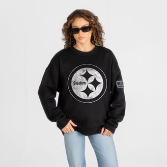 Women's Gameday Couture Black Pittsburgh Steelers Bold Move Black Label Premium Drop Shoulder Sweatshirt
